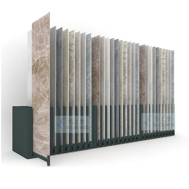 Simple Card Slot Push Pull Ceramic Tile Display Rack Granite Tile Showroom Displays Slide PVC Marble Metal Display Stand Racks