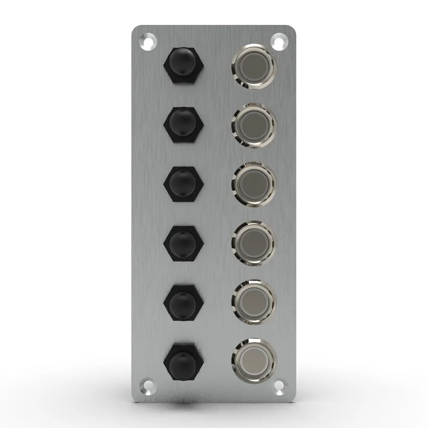 Panneau d'interrupteur à bouton-poussoir en acier inoxydable à courant élevé 6 groupes Disjoncteur Source de lumière LED Tension maximale de 12V Certifié CE