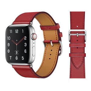 Bracelet de montre ultra-mince à boucle en acier inoxydable Bracelet en cuir de luxe à double cercle pour Apple Watch S109/8/7/6/5/4/3/2/1 SE - Product Image 4