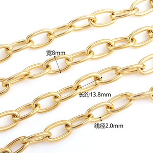 Cadena ovalada de acero inoxidable en forma de O de 3 mm de grosor, eslabones redondos huecos, chapada en oro, para pulsera, collar, unisex, uso diario. - Product Image 3