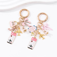 Porte-clés de voyage tendance, breloque de sac, pendentif en métal irrégulier motif dessin animé, accessoires créatifs, cadeau idéal pour anniversaire ou souvenir