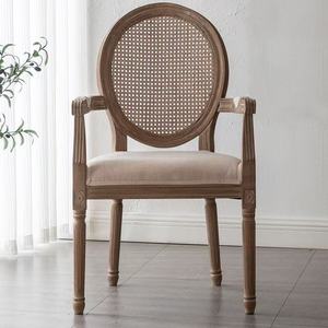 Sedia <span class=keywords><strong>da</strong></span> <span class=keywords><strong>Pranzo</strong></span> Classica Vittoriana in Rattan con Struttura in Legno Massello di Gomma e Cuscino in Pelle Cerata per Arredamento Salotto e Sala <span class=keywords><strong>da</strong></span> <span class=keywords><strong>Pranzo</strong></span> - Product Image 2