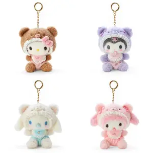 CPC kustom boneka hewan kartun Sanrio mainan mewah 10cm Kawaii Kuromi lembut kucing boneka gantungan kunci hadiah untuk anak