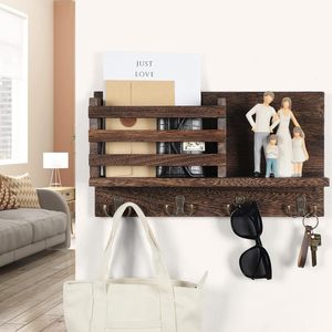 Wooden Multi-Purpose <strong>Wall</strong> Mounted <strong>Key</strong> Mail &amp; Letter Storage <strong>Rack</strong> - Product Image 3