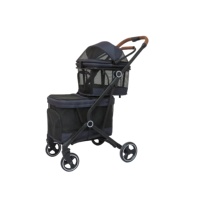 2025 Double vente chaude poussette pliante à une main pour chien avec 2 transporteurs détachables 4 roues voyage poussette pour animaux de compagnie avec porte-gobelet