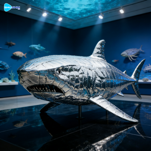 야외 맞춤형 현대식 광택 스테인리스 스틸 상어 조각품 (정원 및 가정 장식용) - Product Image 1