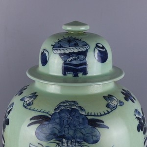 Trung Quốc Cổ Tay Sơn Sứ Màu Xanh Và Trắng Gốm Trang Trí Bình Gừng Bộ 2 - Product Image 4