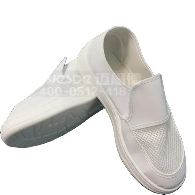 Myesde sepatu slip on kulit asli, sepatu keamanan Slip on ESD anti statis grosir