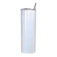 Gobelet isotherme personnalisé en acier inoxydable de 12 oz et 20 oz, blanc brillant, pour sublimation, droit