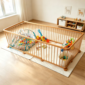 Parc pour bébé en bois de pin naturel, pliable, centre d'activités pour enfant, EN71, grande clôture de sécurité pour bébé en bois, matériau non toxique - Product Image 2