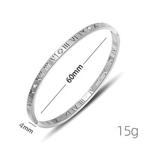 Brazalete Clásico Chapado en Oro de 18k con Números Romanos, Brazalete de Acero Inoxidable con Circonita Cúbica para Mujeres y Niñas, Regalos - Product Image 2