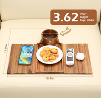 Plateau pliable en bois pour accoudoir de canapé avec porte-gobelet rotatif, finition brillante antidérapante, organisateur de rangement portable pour salon