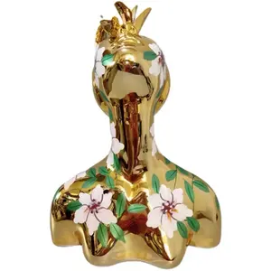 Kunden spezifisches modernes Design Figur Frauenkopf Statue Galvani siertes Glasfaser harz Handwerk Tisch dekoration für Wohnzimmer