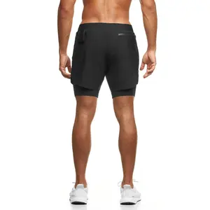 Running Shorts 2 in 1 Men's Sports Crossfit Jogging Fitness Shorts Gym Training Quick-Drying Sports Male Compression Short Pants