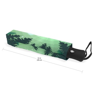 High Quality Luxury 3-fold Automatic Business Rain Umbrella Strong Windproof Black Wooden Handle logo Printing Business Gifts - Product Image 2
