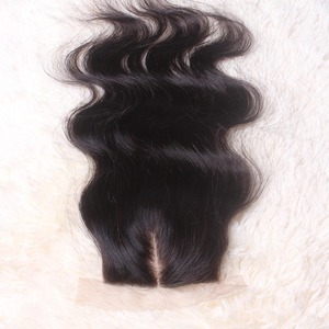 Peru tóc con người màu sắc tự nhiên 4x4 ren đóng cửa Remy 100% tóc con người lụa đóng cửa cơ thể sóng ren đóng cửa Pre ngắt - Product Image 1