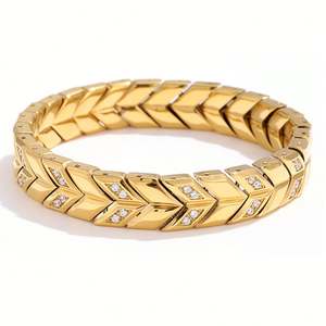 Arrow Link <b>Bracelet</b> Jewelry for <b>Men</b> Stainless Steel Gold Plated Geometric Chain Iced Out Zircon Hip Hop Jewelry FashionAccessory - Product Image 1