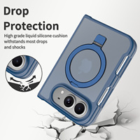 Coque de téléphone magnétique mate bleue soyeuse premium pour iPhone Duo avec 120 points magnétiques °   Support de raquette avec logo personnalisé et emballage à motif