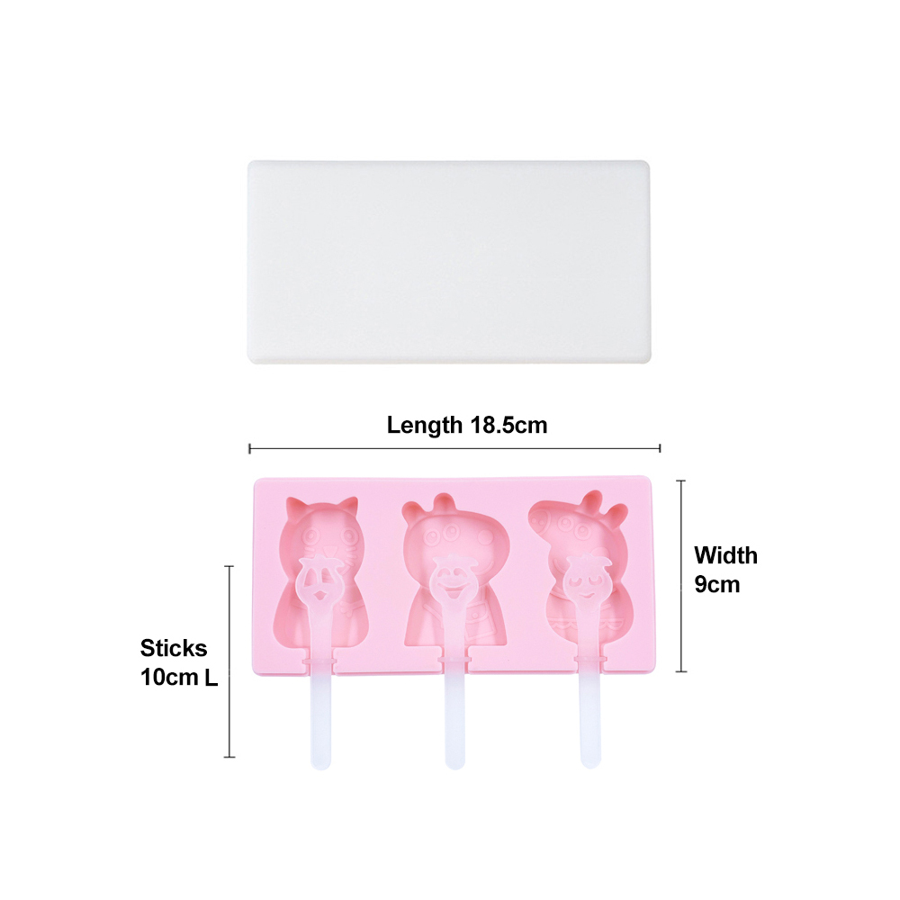 Personnalisé 3 Cavités BPA sans Silicone Crème Glacée Moule À Popsicle Bâtons FDA LFGB BPA Gratuit En Gros Amazon Hotsale