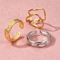 Bague pour femme en acier inoxydable, design unique, texture irrégulière, élégante et moderne