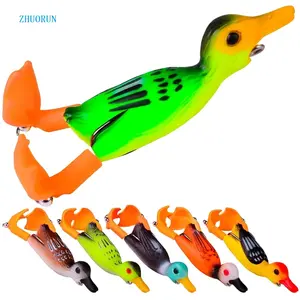 ZHUORUN doux grenouille leurre de pêche hélice Flipper canard tracteur rotatif en plastique appâts artificiels Topwater flottant matériel de pêche