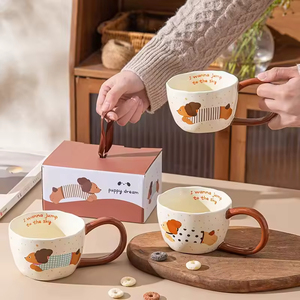 Cute Puppy <b>Ceramic</b> Mug 300ml Customizable Color Logo Dishwasher Microwave Safe Modern Cartoon Design Unique Party Gift Women - Product Image 1