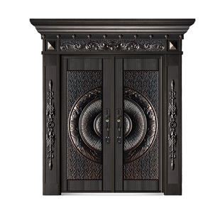 ประตูเหล็กนิรภัยแบบเปิดสองบาน ดีไซน์หรูหรา สำหรับทางเข้าอาคารพาณิชย์ภายนอก ป้องกันการโจรกรรม - Product Image 1