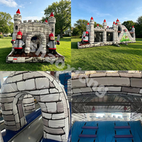 Parcours d'aventure gonflable commercial avec toboggans, château médiéval gonflable, parcours d'obstacles, parc à thème