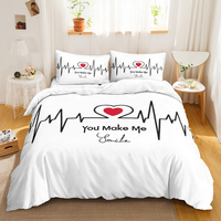 Parure de lit personnalisable avec nom imprimé, motif rose rouge amour mariage, 100% polyester, 400 fils/cm², literie écologique