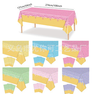 Summer Ice Cream Theme Disposable <b>Tablecloth</b> 274x137cm For Kids Birthday Party Decorations - Product Image 1