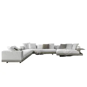 Sofa berkualiti cantikモダン3 tempat duduk putihデザイナーboucle krim sofa ruang tamu terkini