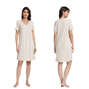 Camisón de Punto para Mujer, Tallas Grandes, Súper Suave y Transpirable, con Estampado Personalizado, Cintura Elástica, Cierre Clásico Delantero, para Verano - Product Image 1