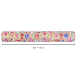 Custom Happy Birthday Party Pattern Recyclable Kraft Gift <b>Wrap</b> <b>Paper</b> <b>Roll</b> 100GSM PE Coated Double Sided Eco Friendly Digital - Product Image 3