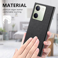 Étui de téléphone en cuir Texture sergé à rayures pour VIVO X200 Pro Mini Y300 Plus V40 Lite 4G V40E cadre en TPU souple PC couverture antichoc