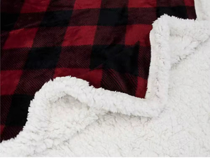 Couverture de luxe en flanelle Sherpa Polaire en flanelle à carreaux rouges Motif à carreaux en velours doux super chaud - Product Image 2