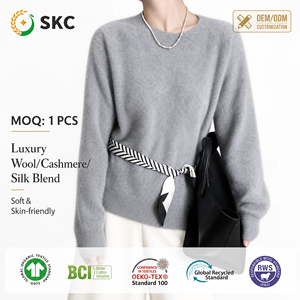 Cardigan Senza Maniche OEM/ODM <span class=keywords><strong>SKC</strong></span> Invernale Ecologico Classico in Lana/Cashmere/Seta con Collo Alto e Fodera in Lana per Donna - Product Image 1
