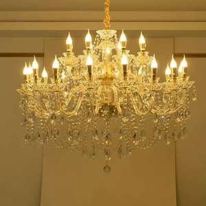 Décoration de mariage européen or cristal goutte pendentif lumière lustres plafond luxe pour salon - Product Image 2