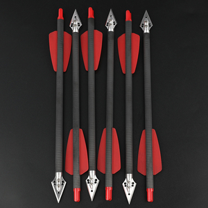 Phụ kiện cung tên: Mũi tên carbon nguyên chất 8 inch với hai lông cao su và đầu mũi tên ngắn dùng cho săn bắn ngoài trời - Product Image 4