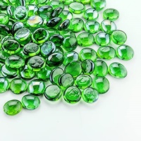 Vente en gros de galets plats en verre trempé vert pour foyer au gaz naturel, décoration d'aquarium, vase de remplissage, jardin