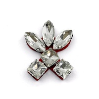 Chaîne de strass en verre scintillant auto-adhésive thermocollante 3D écologique en forme de fleur pour robes de danse, chaussures de soirée et accessoires