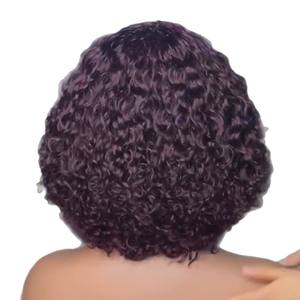 Perruque Bob à franges bouclées de couleur bordeaux pour femmes, avec dentelle ondulée et pompon, vente en gros d'usine, prix de gros, qualité supérieure - Product Image 3