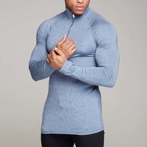 เสื้อยืดออกกำลังกายผู้ชายผ้าสแปนเด็กซ์ระบายอากาศได้ดี พิมพ์ลายตามสั่ง รับผลิตแบบ OEM ไซส์ใหญ่ คอกลม แห้งเร็ว แขนยาว - Product Image 4