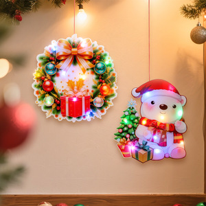 Décoration de porte lumineuse Père Noël et rennes, guirlande lumineuse DIY pour Noël, scène de bonhomme de neige pour la maison - Product Image 2