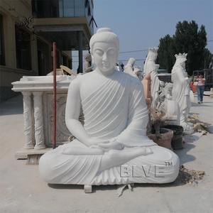 Sculpture de <span class=keywords><strong>Bouddha</strong></span> <span class=keywords><strong>en</strong></span> marbre de <span class=keywords><strong>pierre</strong></span> naturelle sculptée à la main, siège de lotus, décoration de temple de jardin, taille personnalisée BLVE - Product Image 5