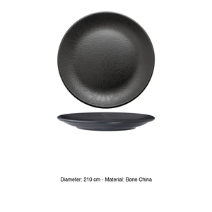 <b>Black</b> Matt Dessert <b>Plate</b> Ø 21 cm New Bone China Gural - Product Image 3
