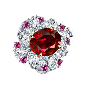 Anillo de Rubí Ovalado de 6 Quilates en Plata de Ley y Platino, Estilo Moderno, para Dropshipping - Product Image 3