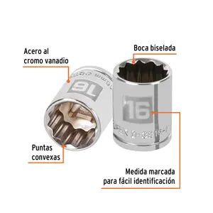 BOX 6 Douille 16 mm, 12 points, entraînement 3/8 po, TRUPER - Product Image 2