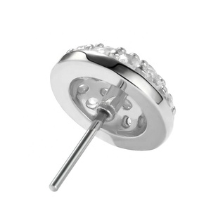 Giometal Customization 14K Solid White Gold Dazzling Pave Top <span class=keywords><strong>Piercing</strong></span> Boucles d'oreilles sans fil Daith Helix Body Jewelry Wholesale - Product Image 3