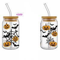 Transferts UV DTF pour gobelets 16oz, autocollants UV DTF pour gobelets, motifs Halloween, autocollants personnalisés imperméables, autocollants UV DTF pour tasses