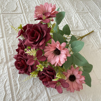 Bouquet de 7 têtes de fleurs en soie, tiges de fleurs artificielles pour centres de table de mariage, de fête, de banquet et décoration intérieure